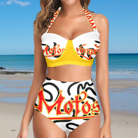 All-Over Print Women's High-Waisted Halter Bikini Set