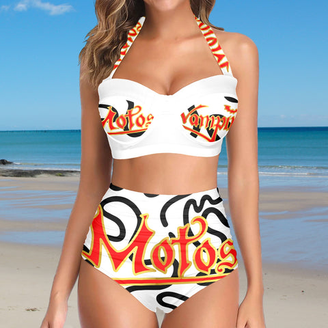 All-Over Print Women's High-Waisted Halter Bikini Set
