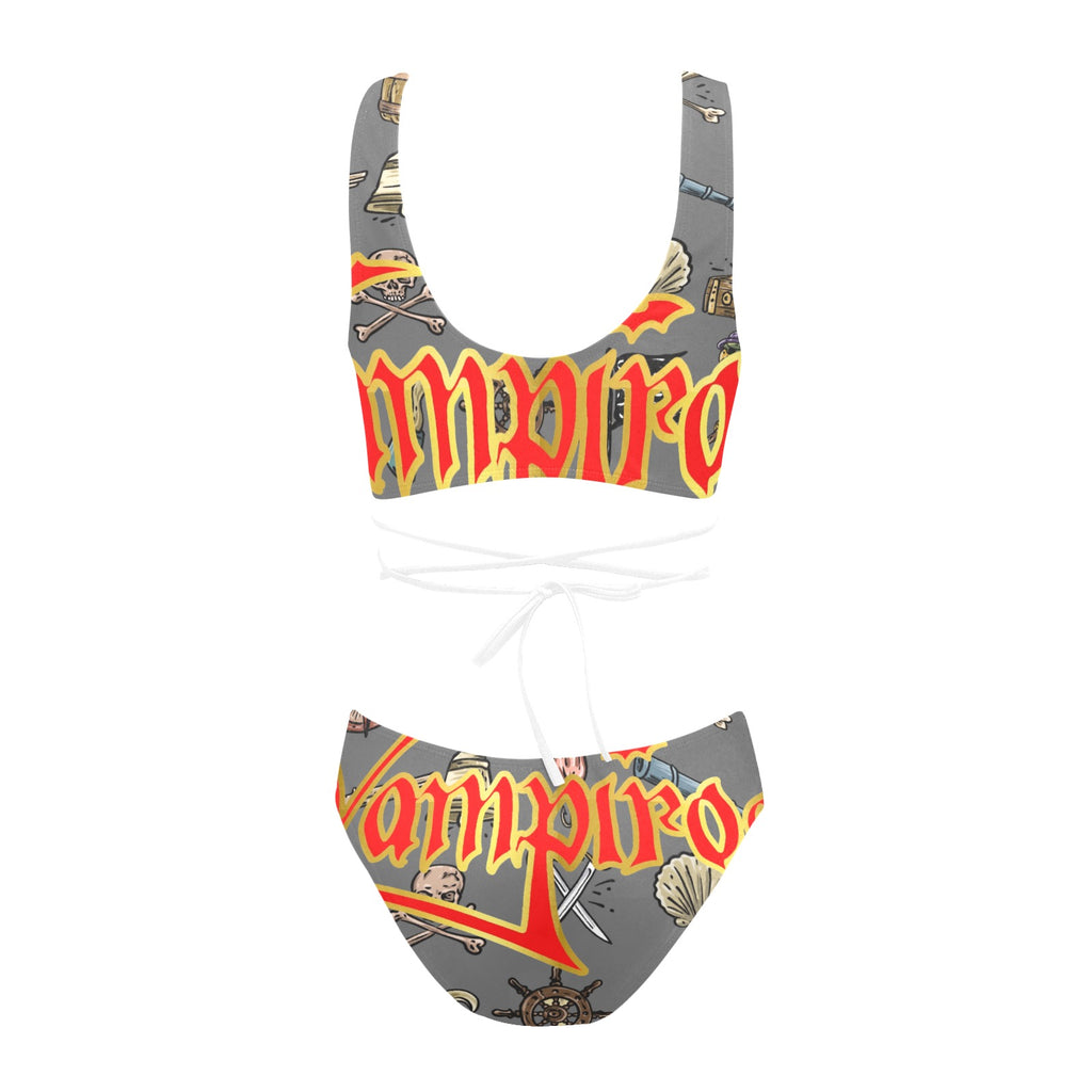 All-Over Print Women Cross String Bikini Set