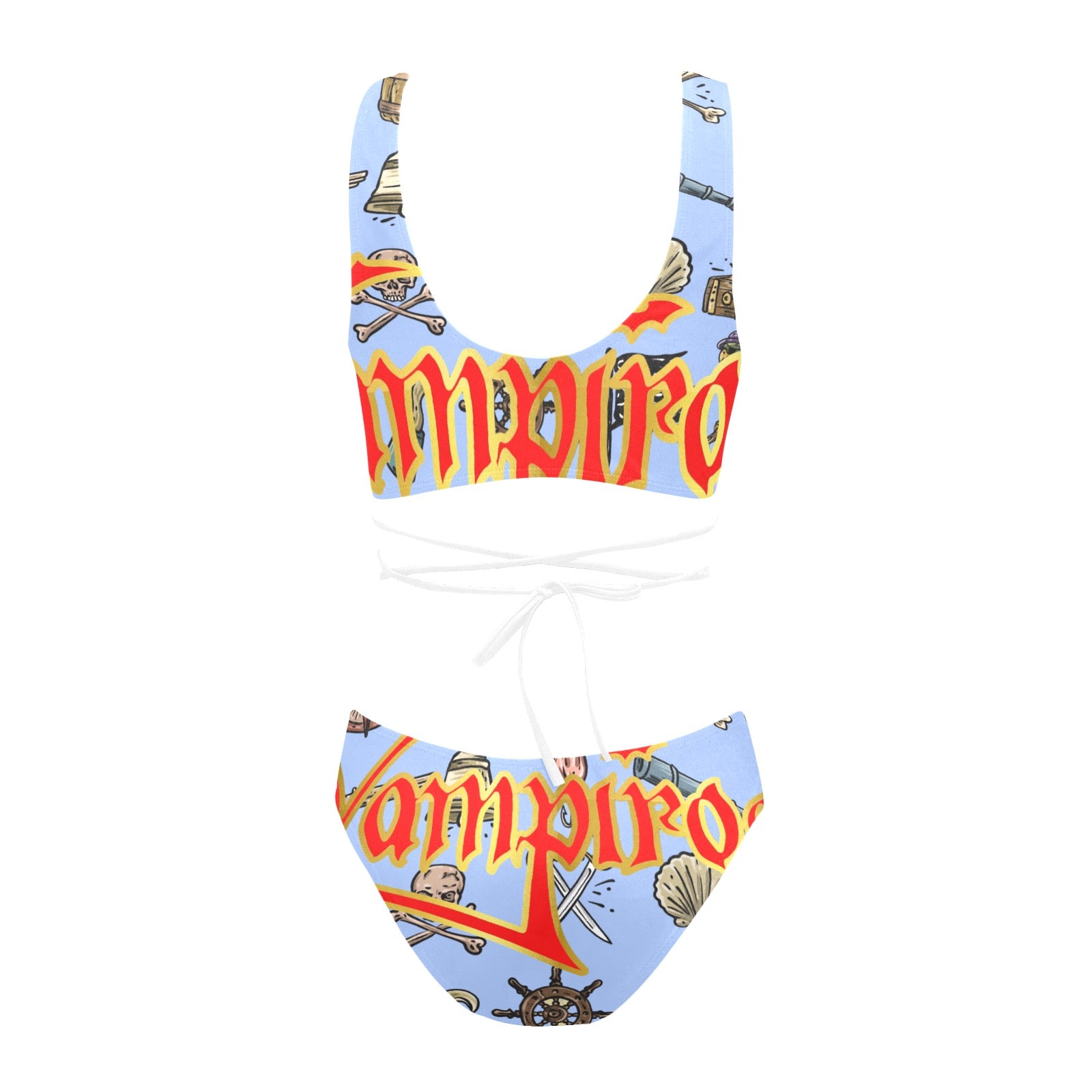 All-Over Print Women Cross String Bikini Set