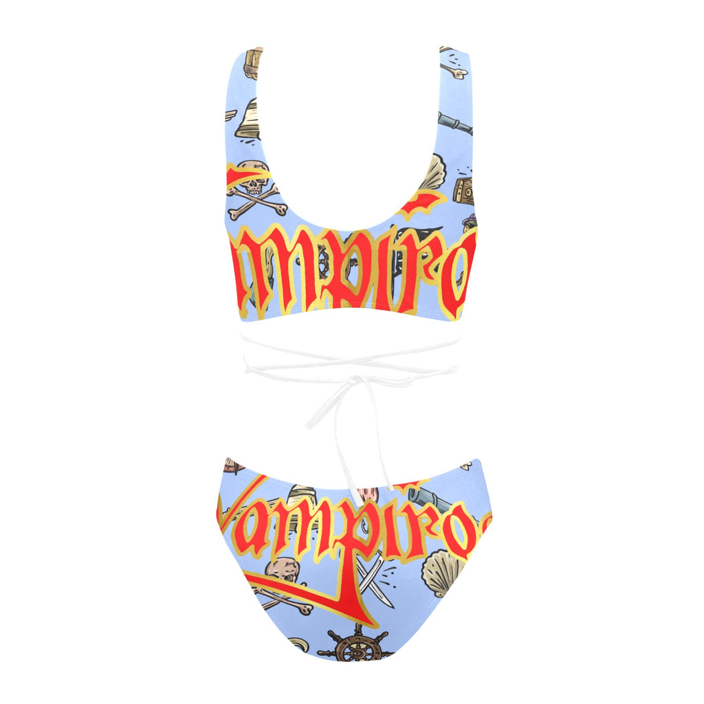 All-Over Print Women Cross String Bikini Set