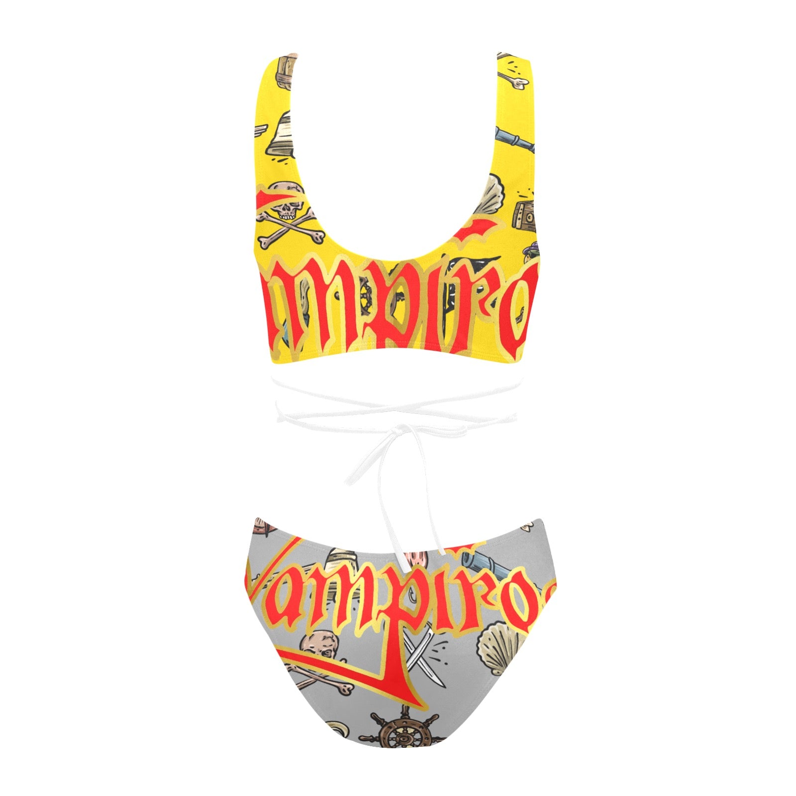 All-Over Print Women Cross String Bikini Set