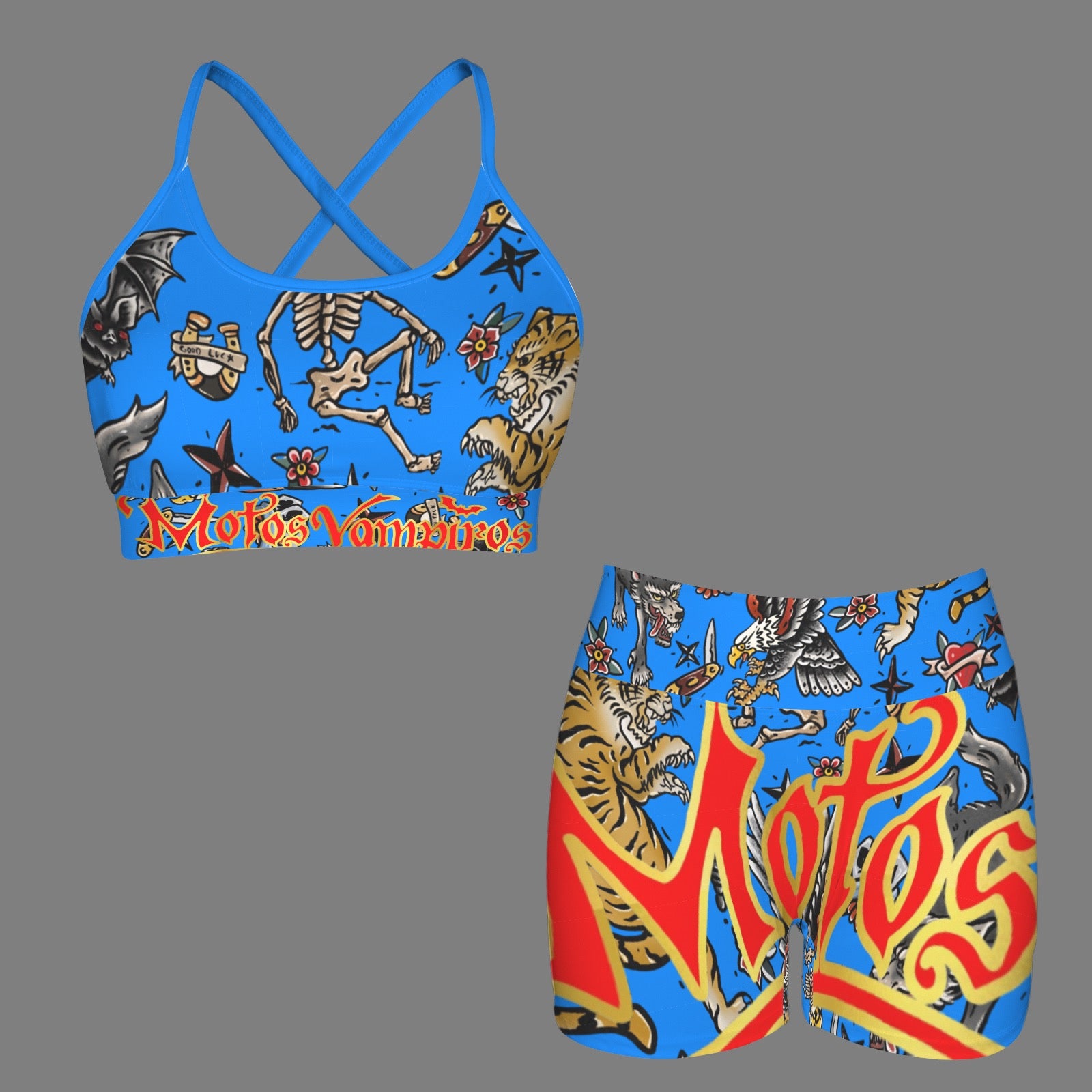 Strappy Back Sports Bra & High Waist Shorts Sports Set