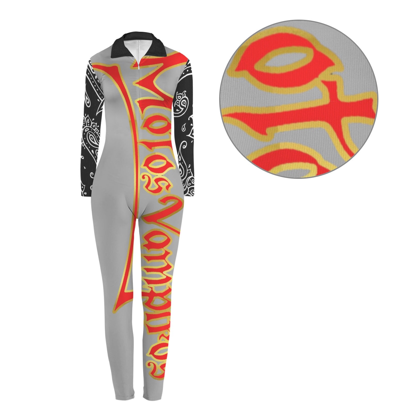 All-Over Print Women's Long Sleeve Skinny Fit Jumpsuit
