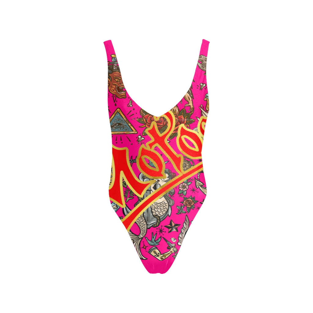 All-Over Print Women's Sexy Backless One-Piece Swimsuit