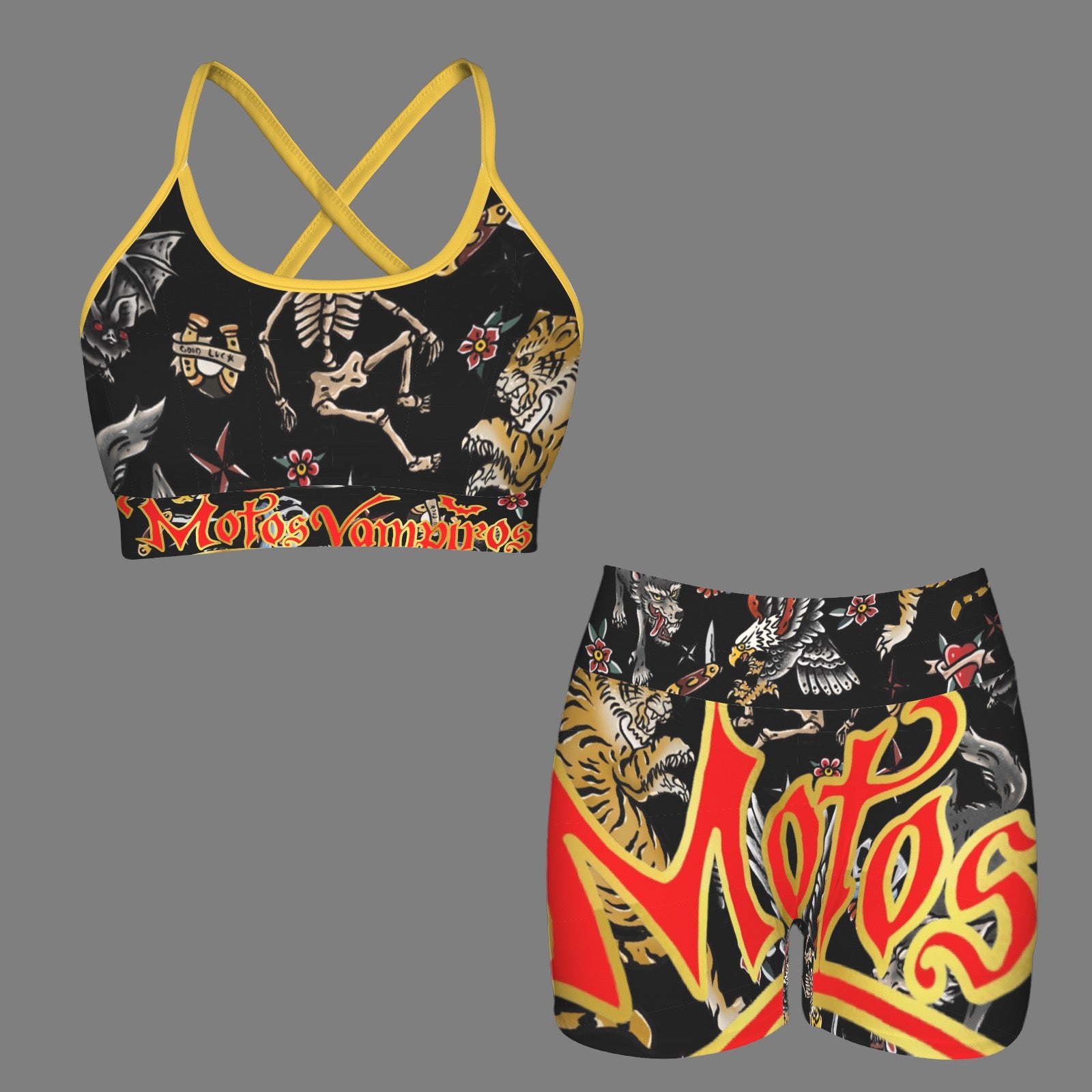 Strappy Back Sports Bra & High Waist Shorts Sports Set