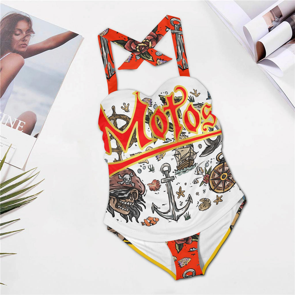 All-Over Print Women's Halter One-Piece Swimsuit