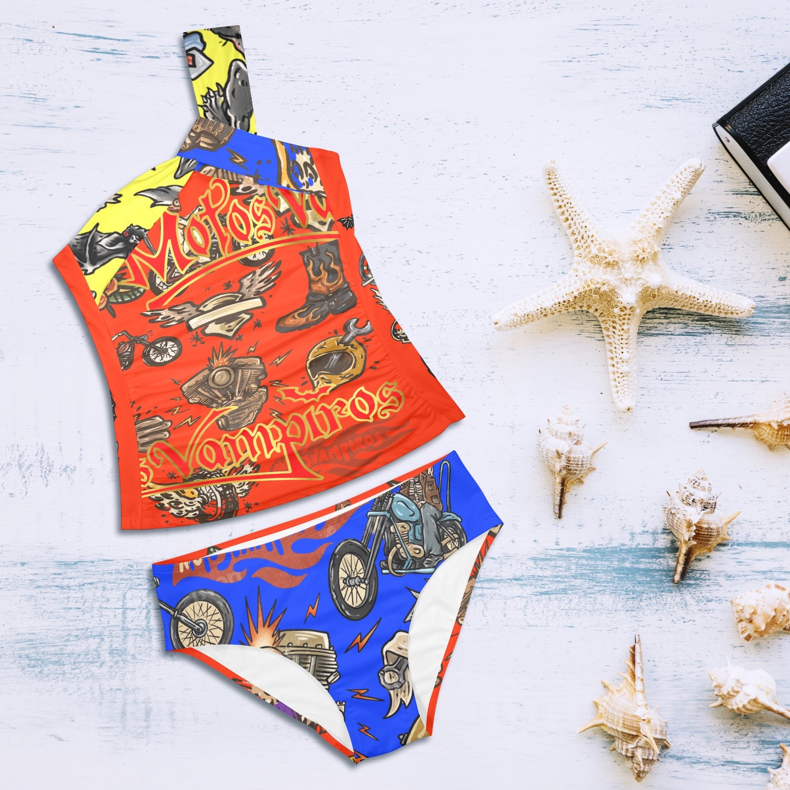 All-Over Print Women's One-Shoulder Bikini Set