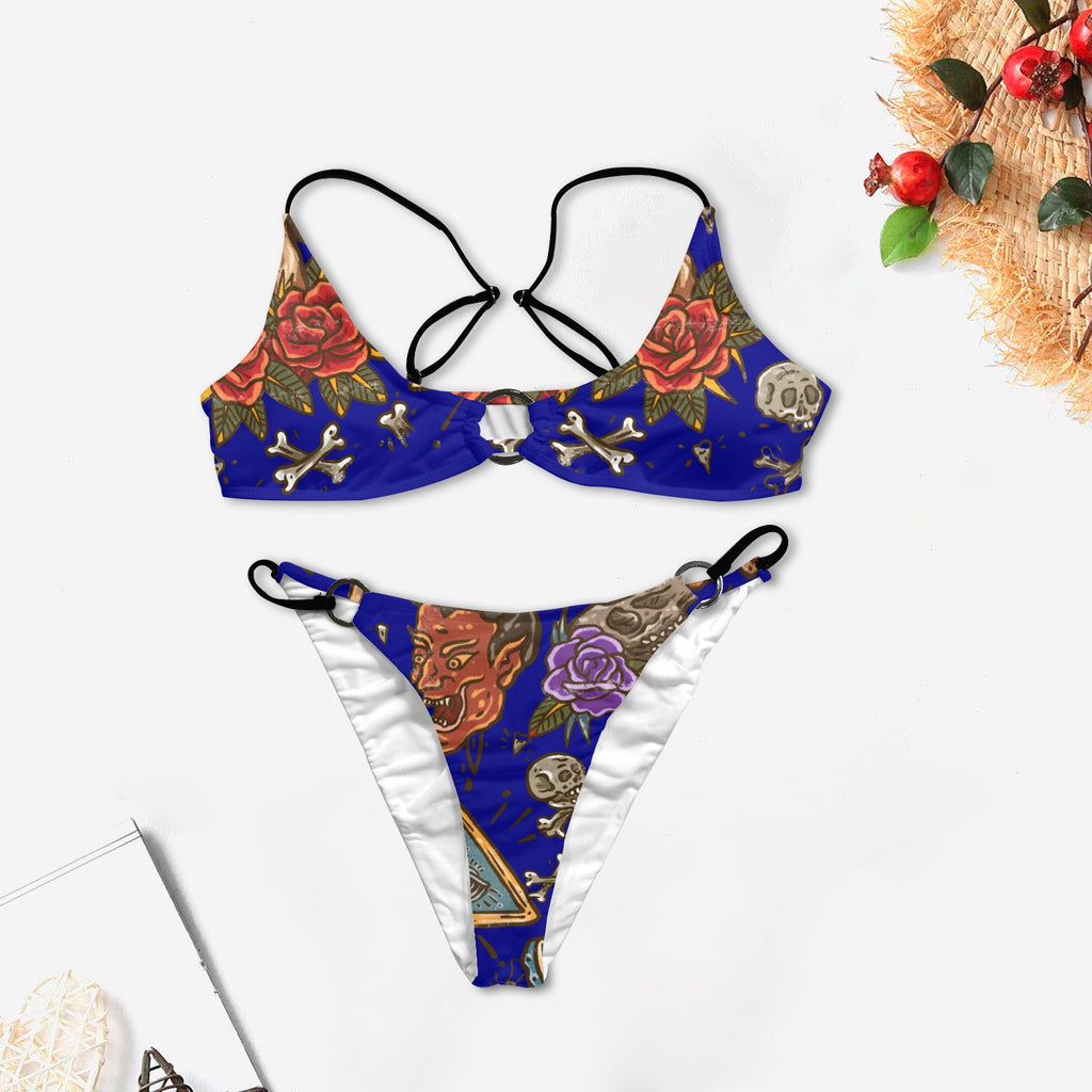 Women's Ring Buckle Low Waist Bikini Set