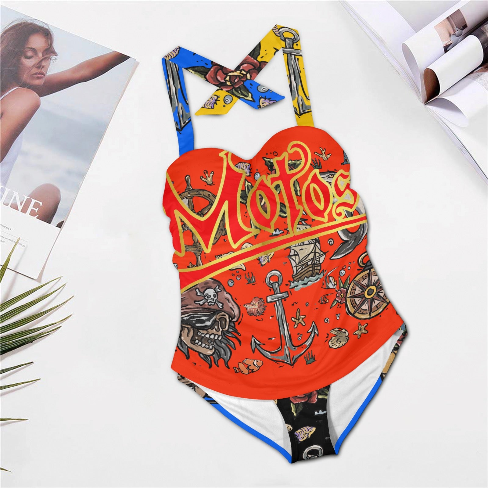 All-Over Print Women's Halter One-Piece Swimsuit