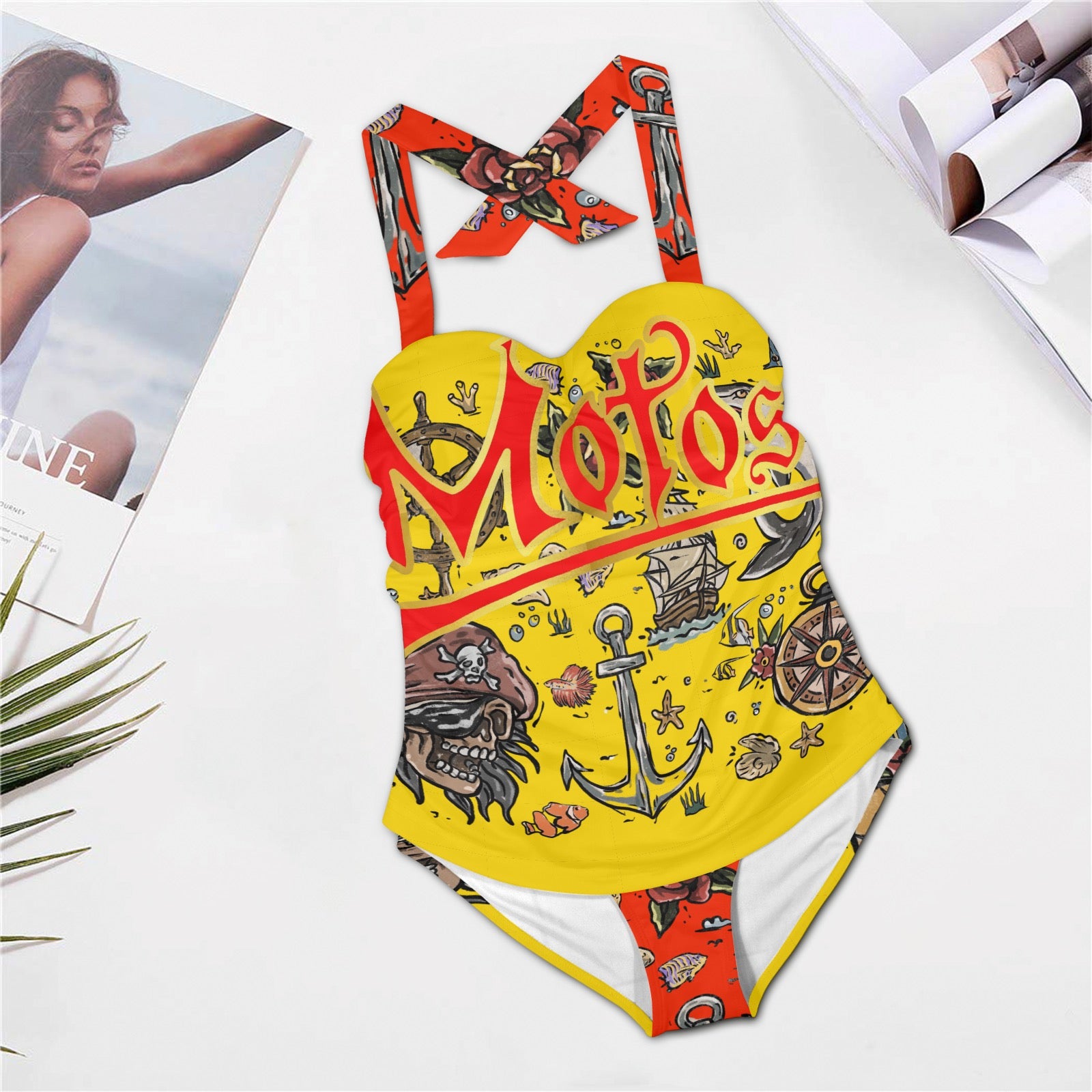 All-Over Print Women's Halter One-Piece Swimsuit