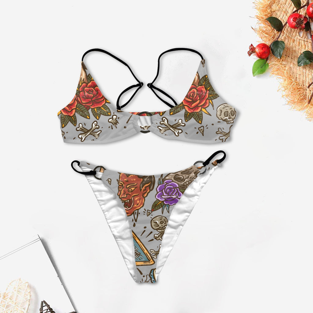 Women's Ring Buckle Low Waist Bikini Set