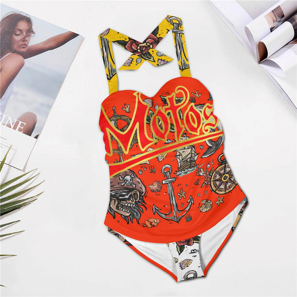 All-Over Print Women's Halter One-Piece Swimsuit