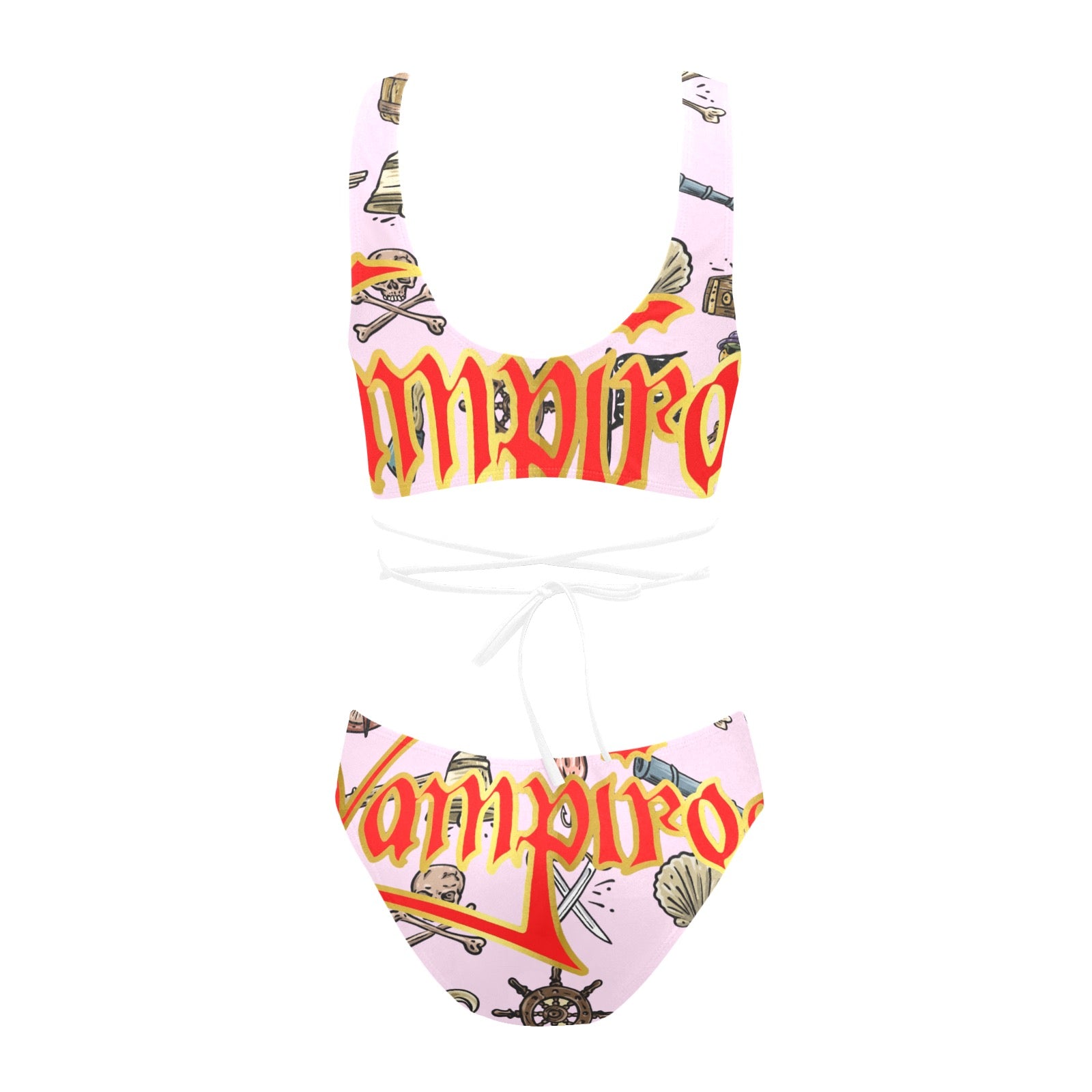 All-Over Print Women Cross String Bikini Set