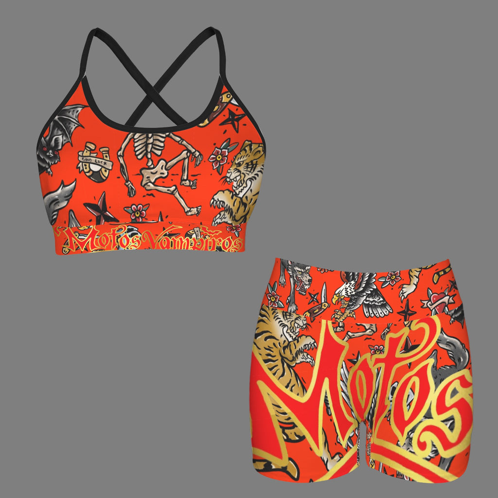 Strappy Back Sports Bra & High Waist Shorts Sports Set