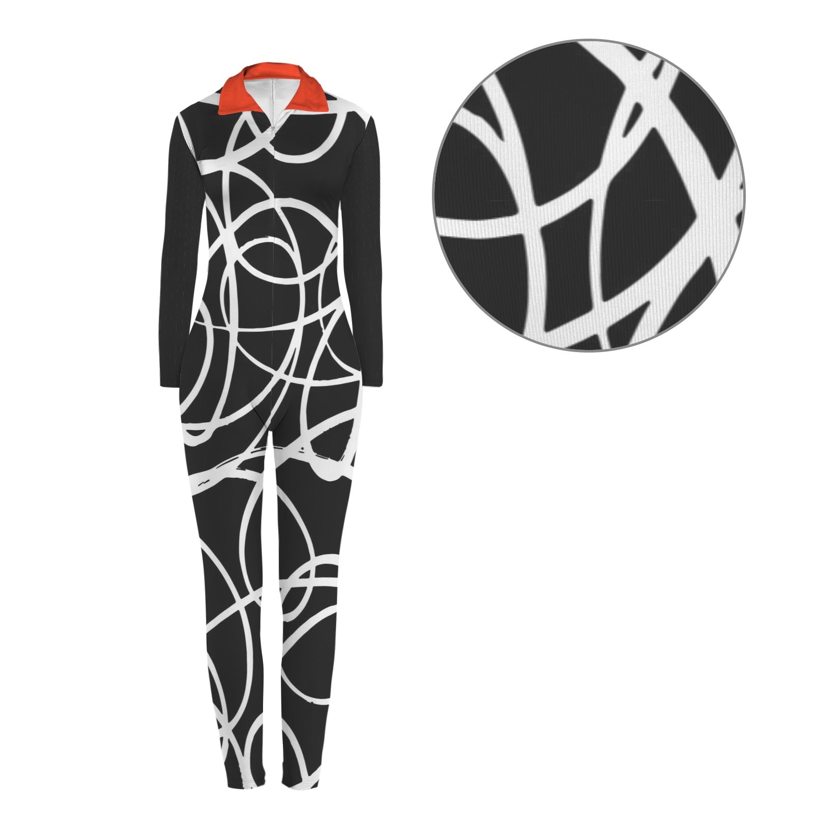 All-Over Print Women's Long Sleeve Skinny Fit Jumpsuit