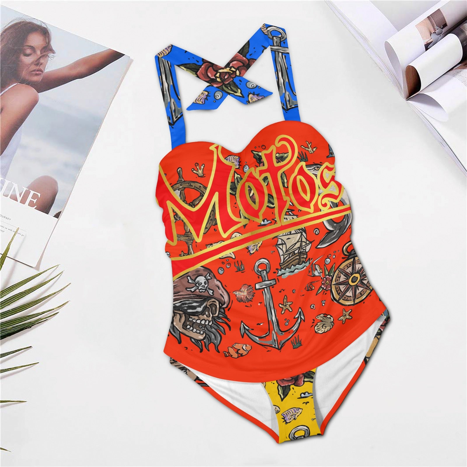 All-Over Print Women's Halter One-Piece Swimsuit