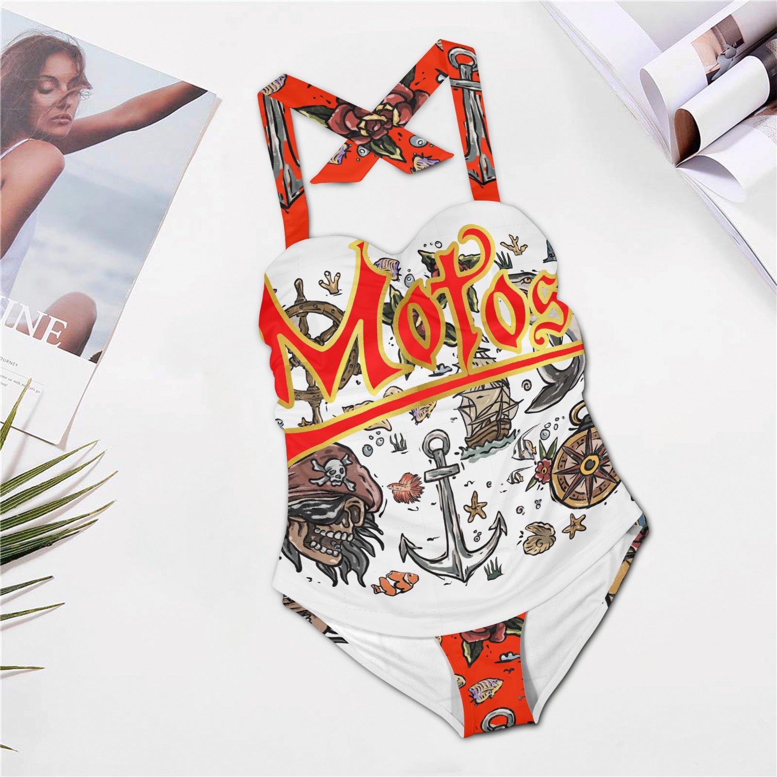 All-Over Print Women's Halter One-Piece Swimsuit