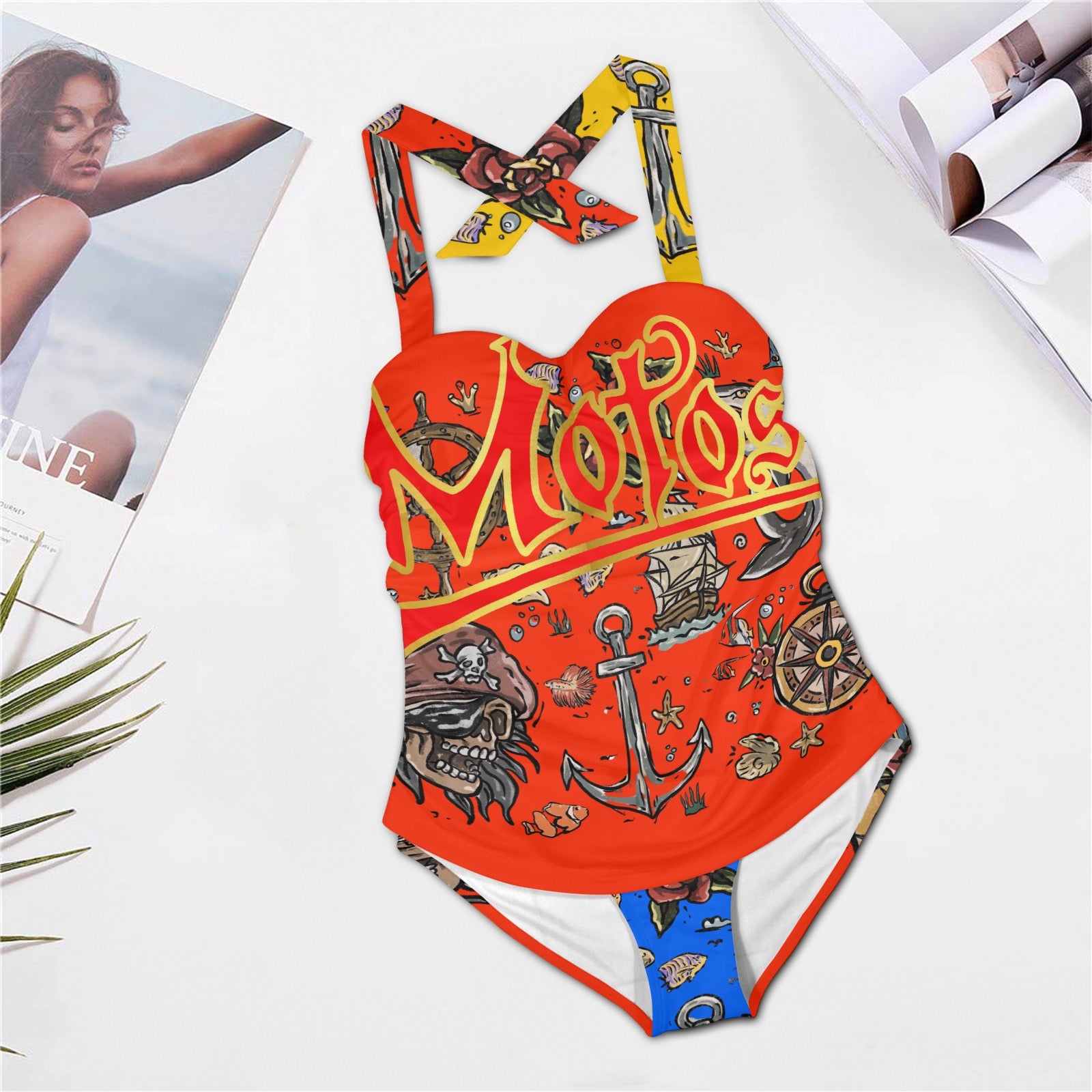 All-Over Print Women's Halter One-Piece Swimsuit