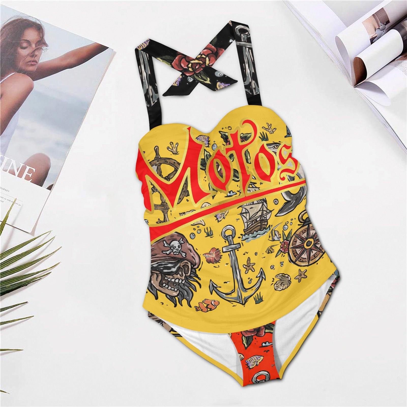 All-Over Print Women's Halter One-Piece Swimsuit