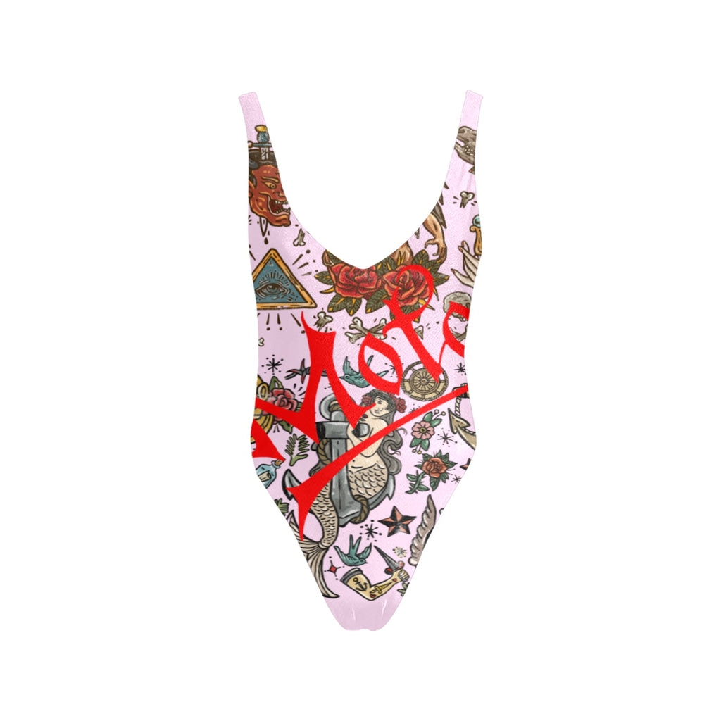 All-Over Print Women's Sexy Backless One-Piece Swimsuit