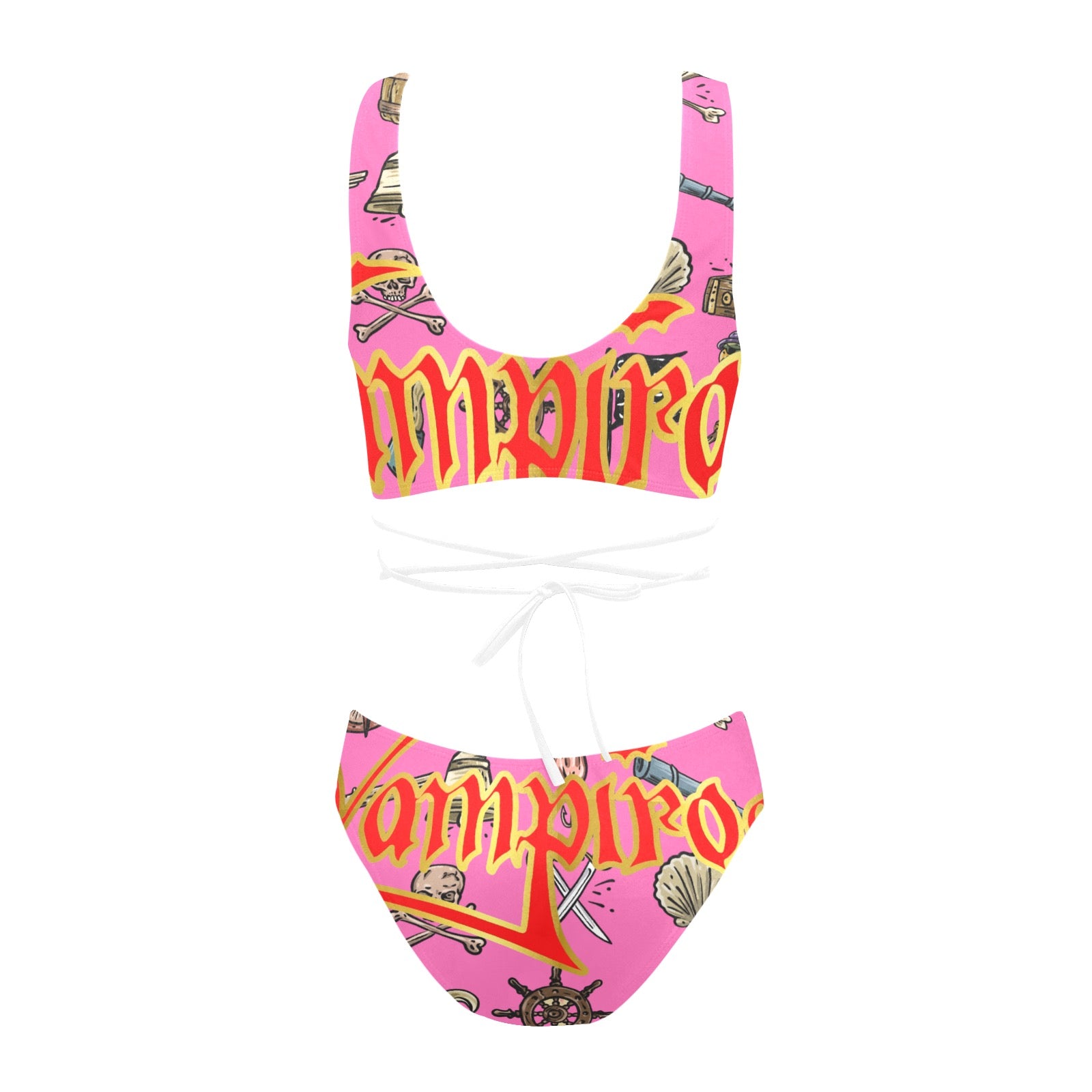 All-Over Print Women Cross String Bikini Set