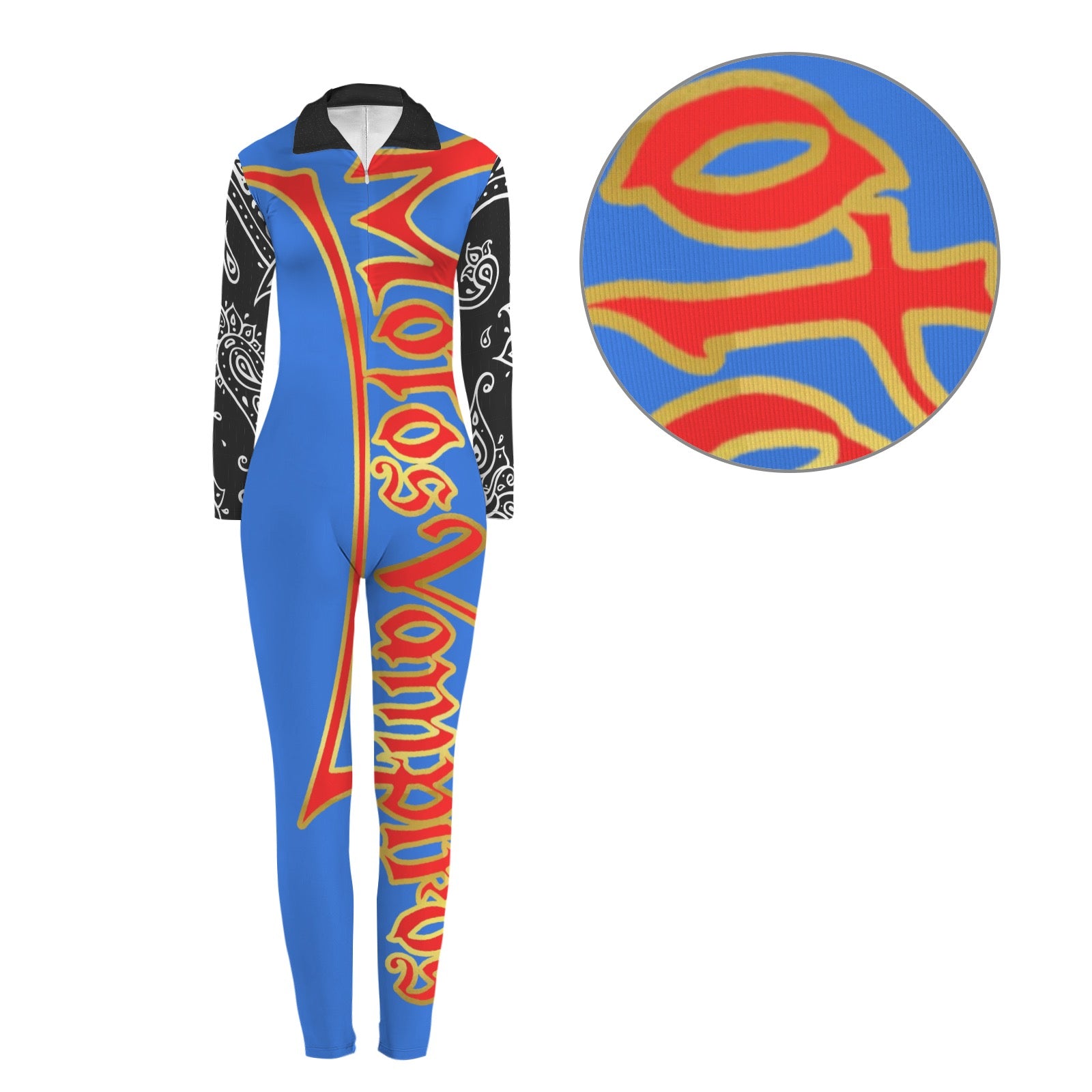 All-Over Print Women's Long Sleeve Skinny Fit Jumpsuit