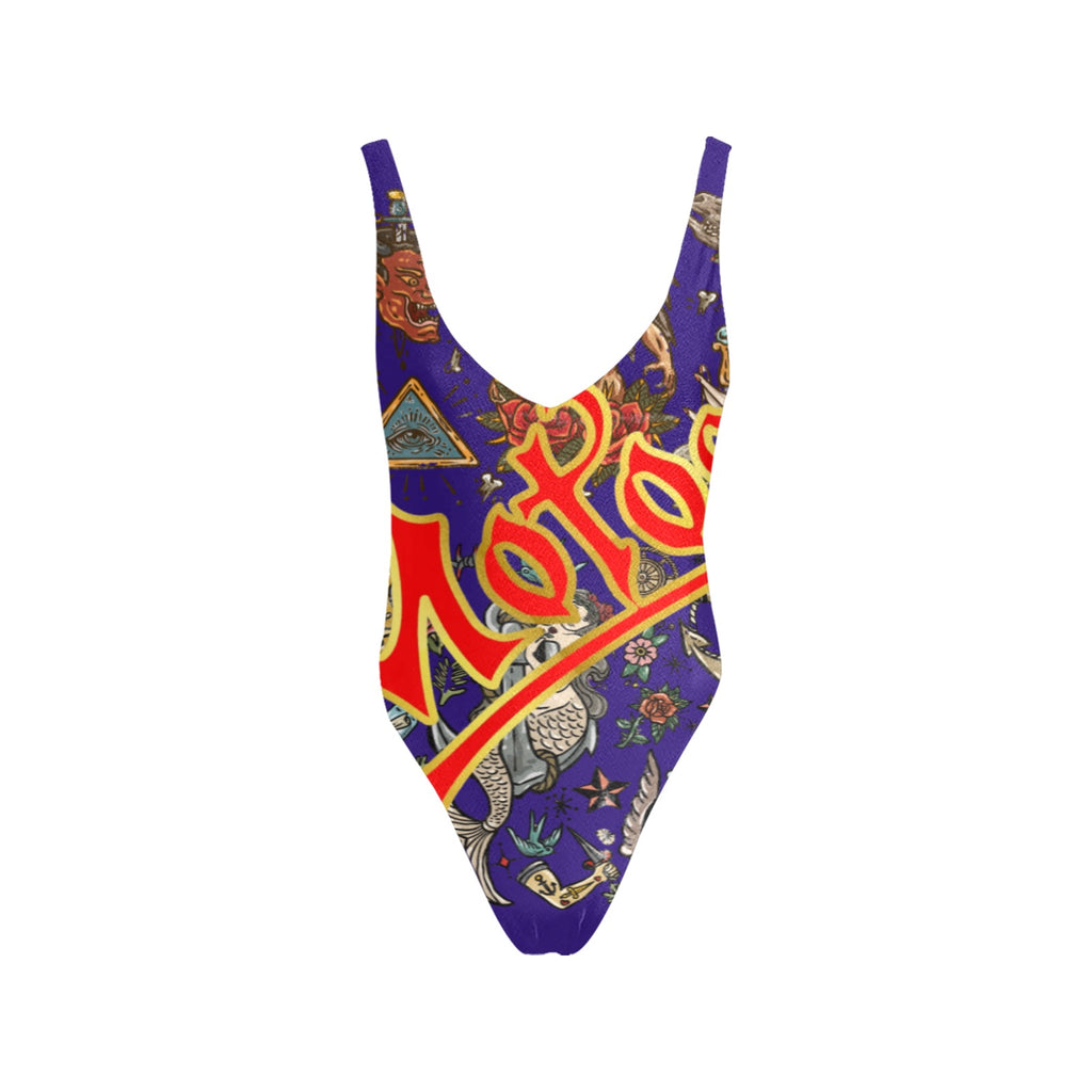 All-Over Print Women's Sexy Backless One-Piece Swimsuit