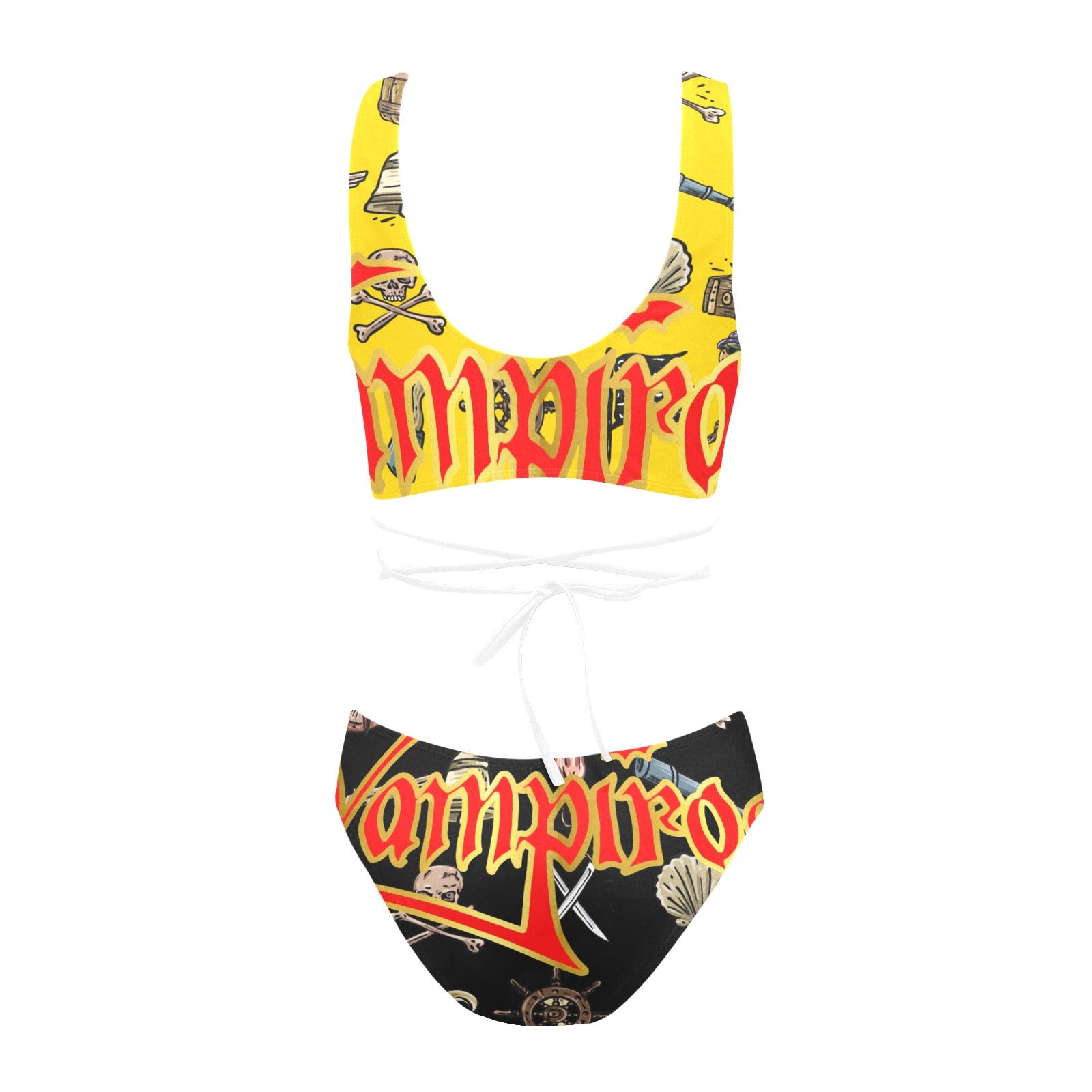 All-Over Print Women Cross String Bikini Set