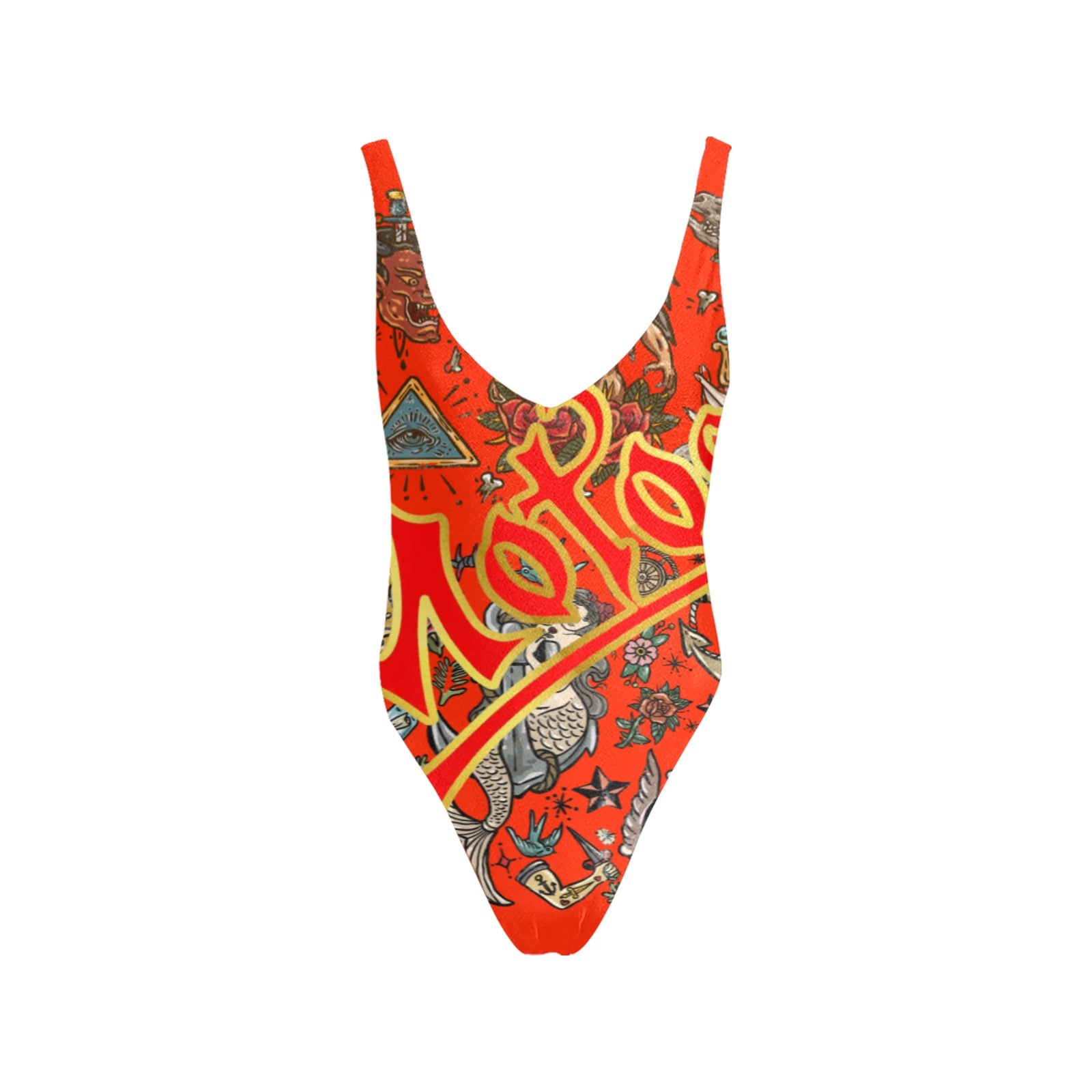 All-Over Print Women's Sexy Backless One-Piece Swimsuit