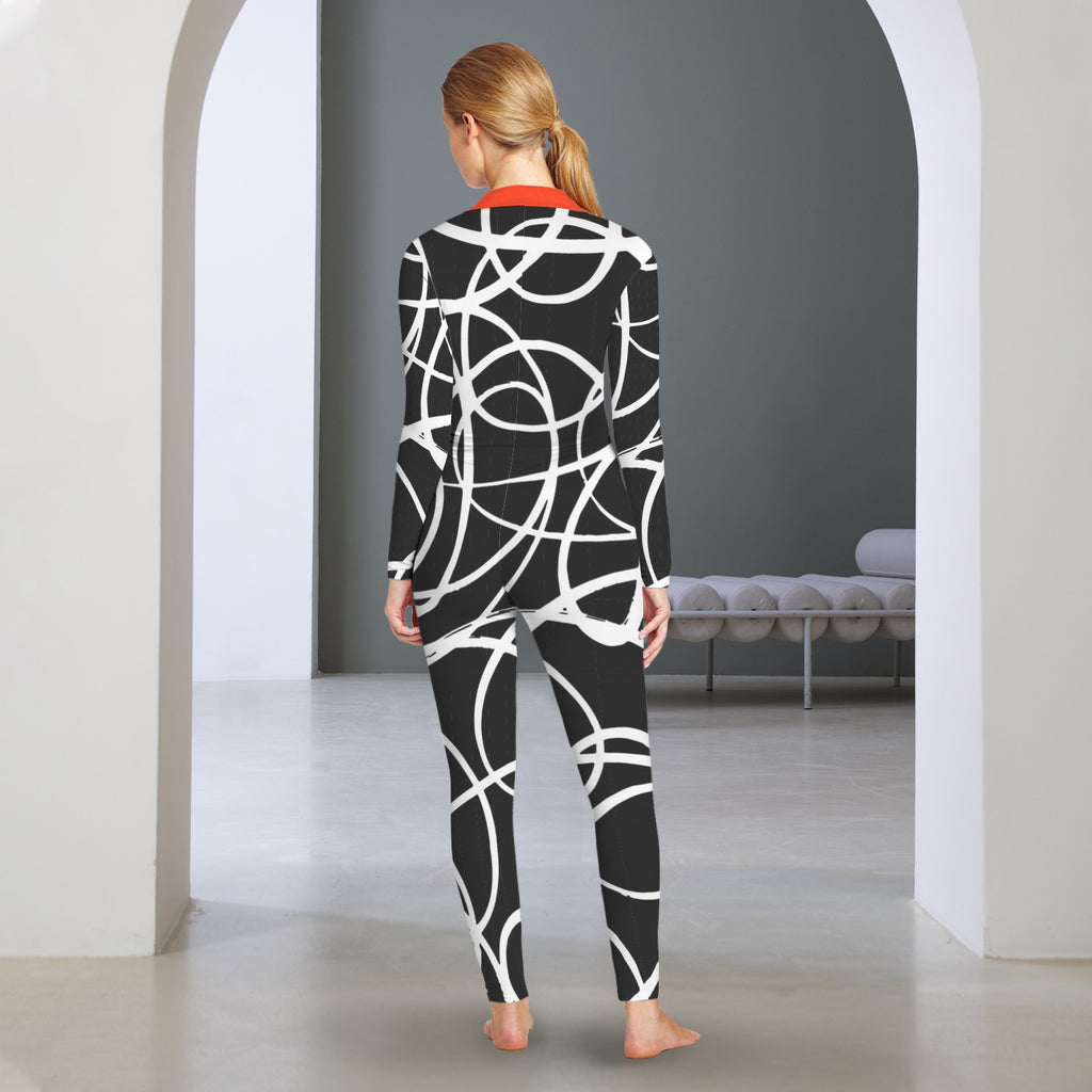 All-Over Print Women's Long Sleeve Skinny Fit Jumpsuit