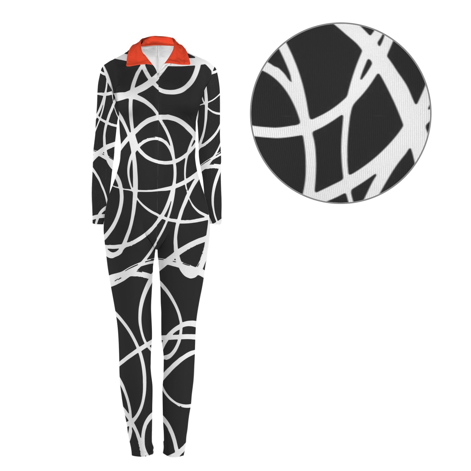 All-Over Print Women's Long Sleeve Skinny Fit Jumpsuit