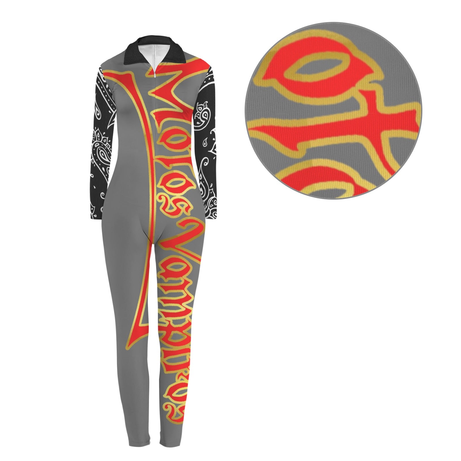 All-Over Print Women's Long Sleeve Skinny Fit Jumpsuit