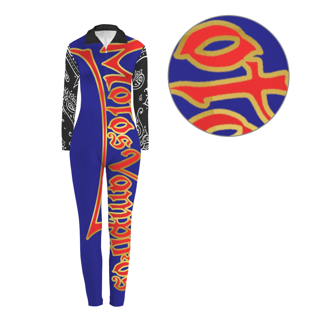 All-Over Print Women's Long Sleeve Skinny Fit Jumpsuit