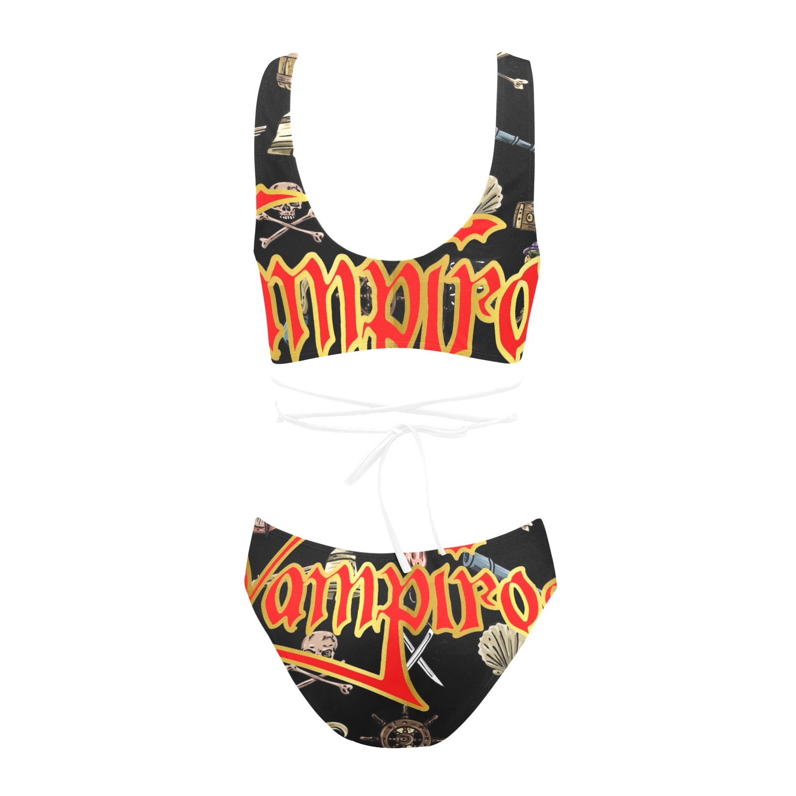 All-Over Print Women Cross String Bikini Set