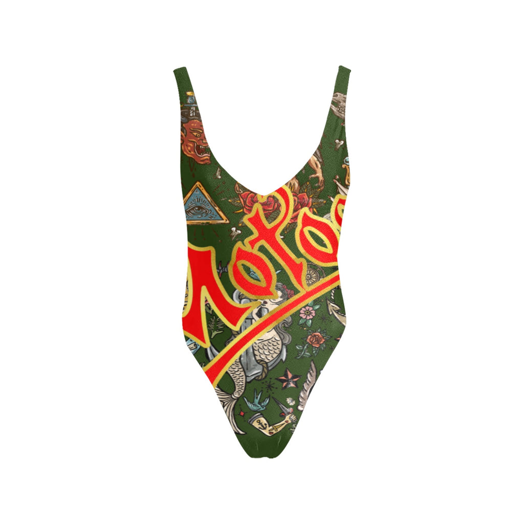 All-Over Print Women's Sexy Backless One-Piece Swimsuit