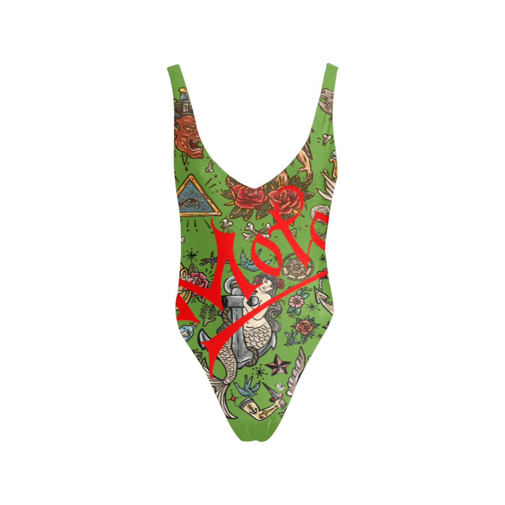 All-Over Print Women's Sexy Backless One-Piece Swimsuit