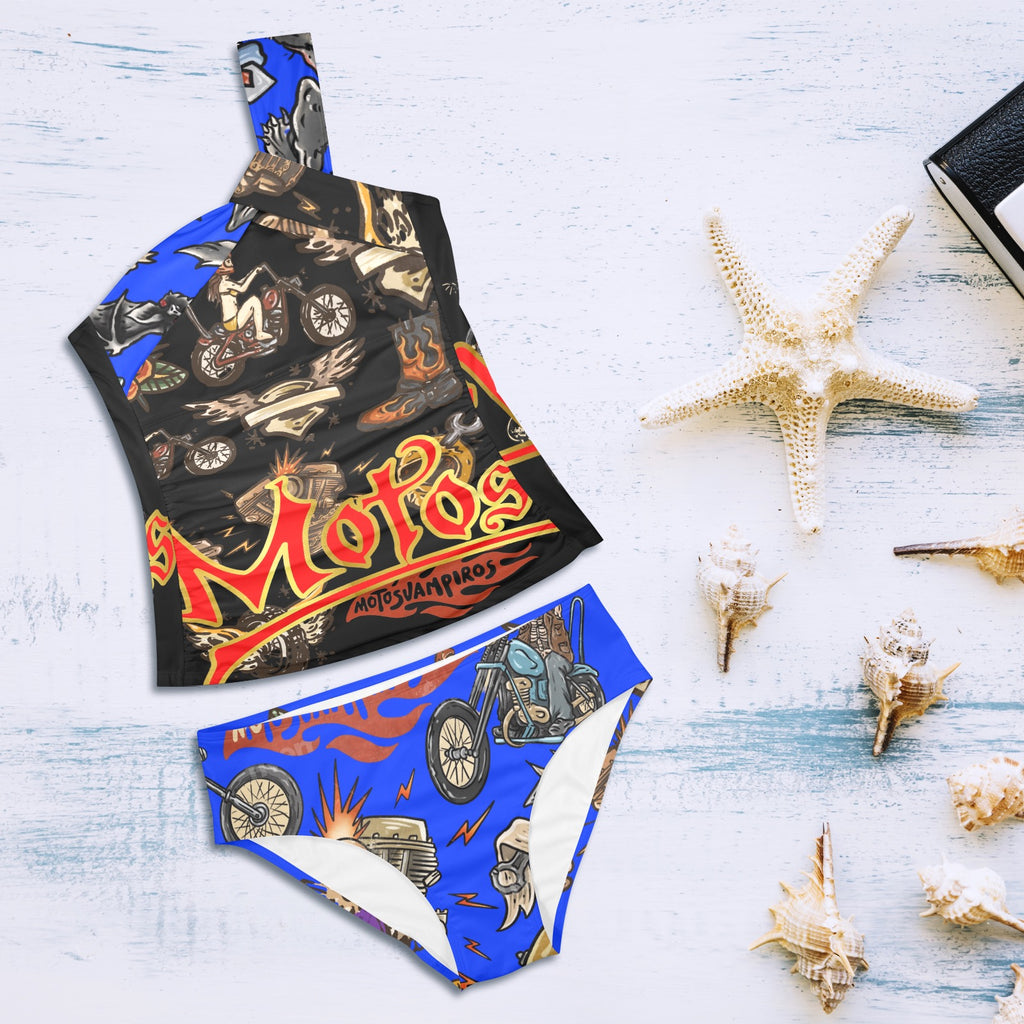 All-Over Print Women's One-Shoulder Bikini Set