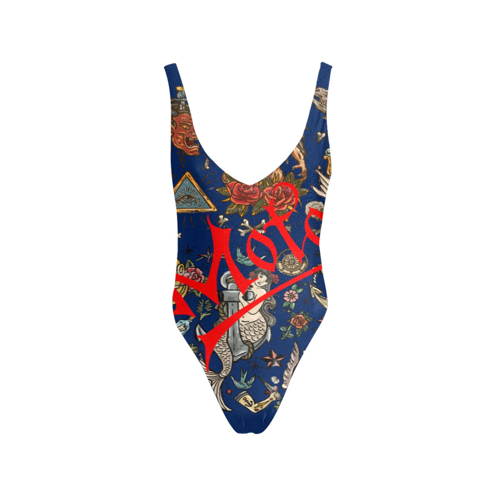 All-Over Print Women's Sexy Backless One-Piece Swimsuit