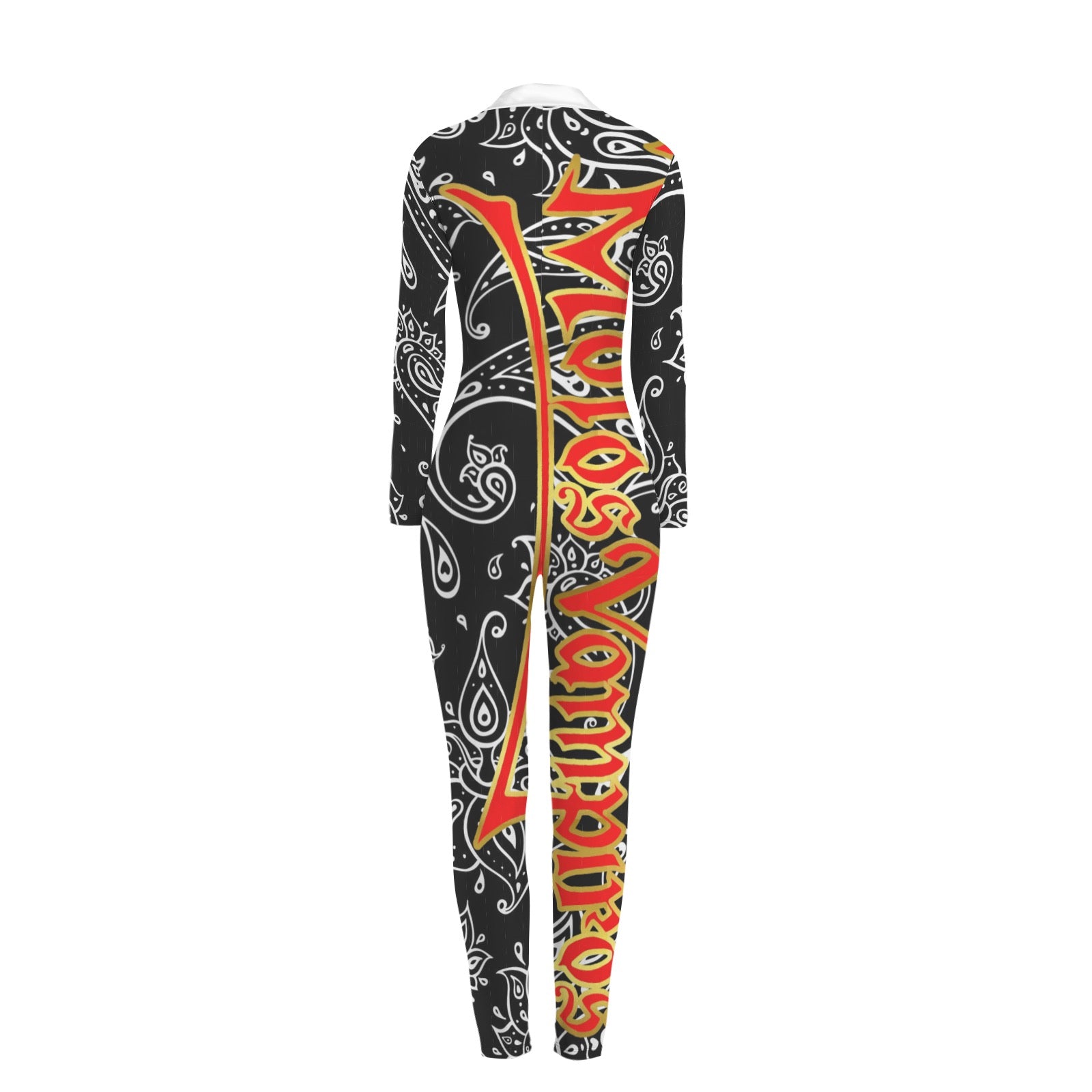 All-Over Print Women's Long Sleeve Skinny Fit Jumpsuit