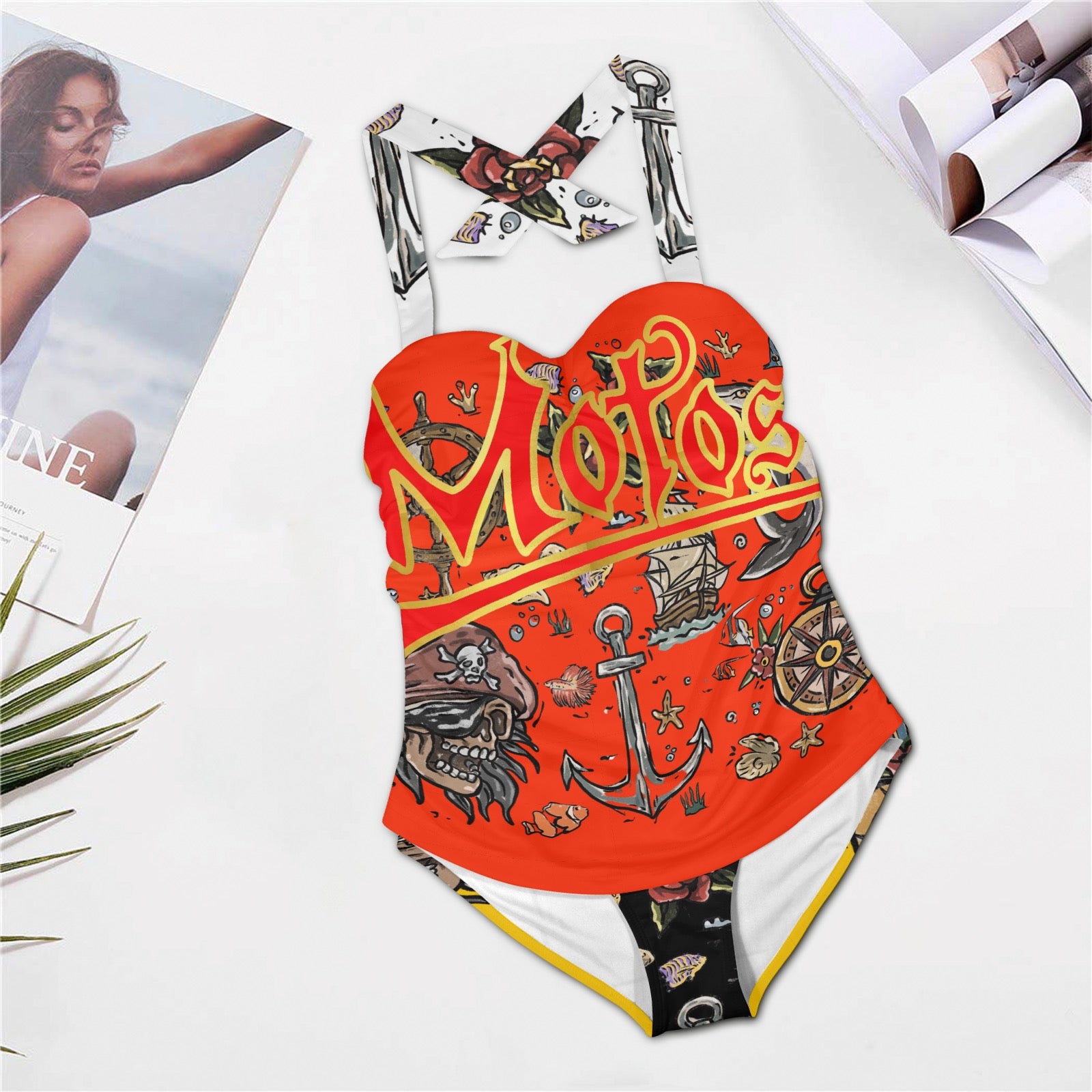 All-Over Print Women's Halter One-Piece Swimsuit