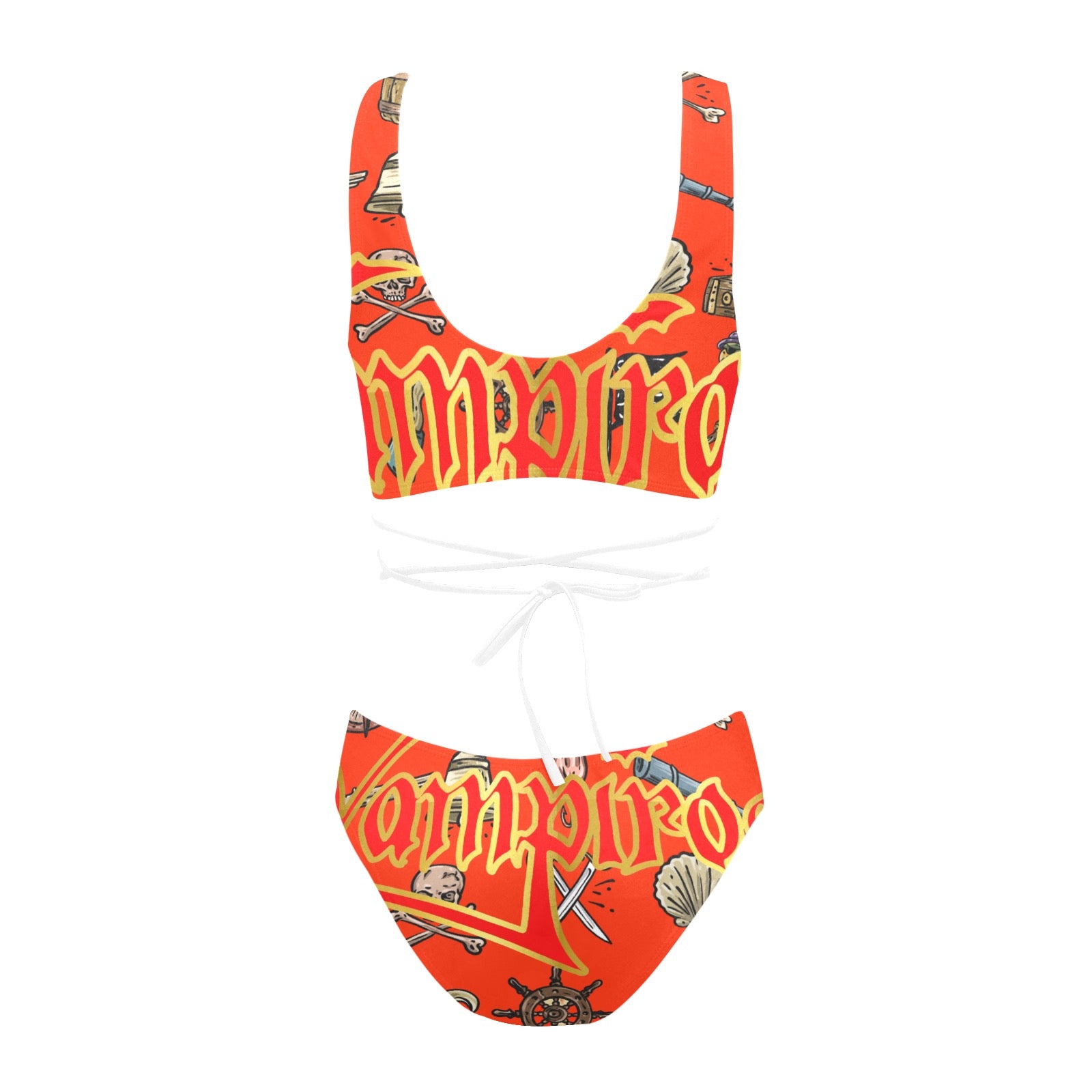 All-Over Print Women Cross String Bikini Set