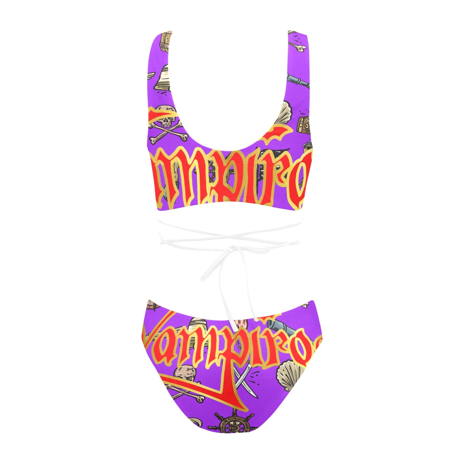 All-Over Print Women Cross String Bikini Set