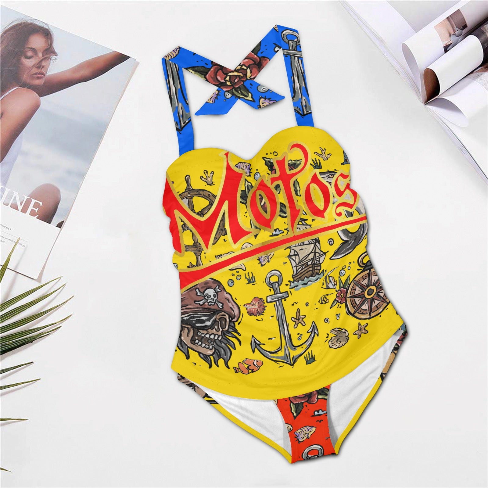 All-Over Print Women's Halter One-Piece Swimsuit