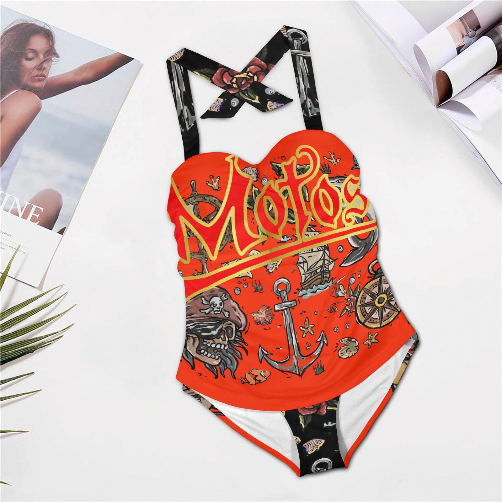 All-Over Print Women's Halter One-Piece Swimsuit