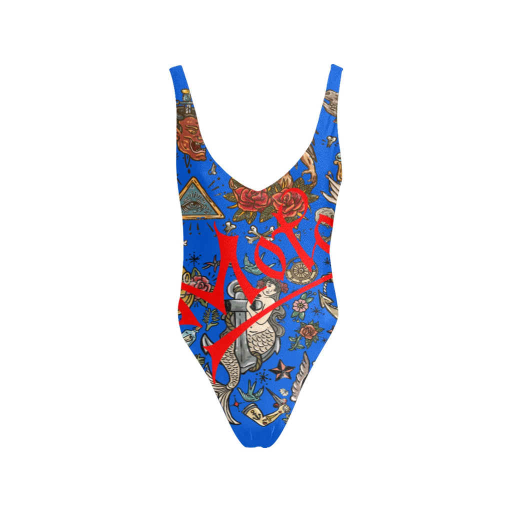 All-Over Print Women's Sexy Backless One-Piece Swimsuit