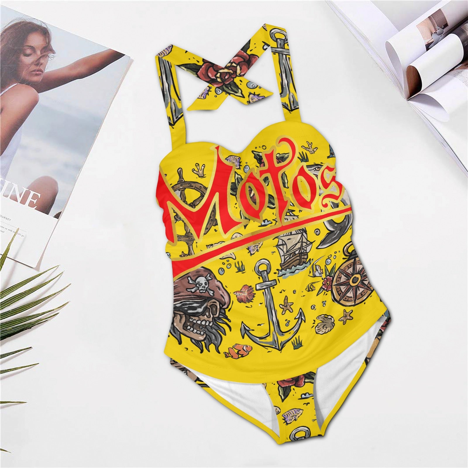 All-Over Print Women's Halter One-Piece Swimsuit