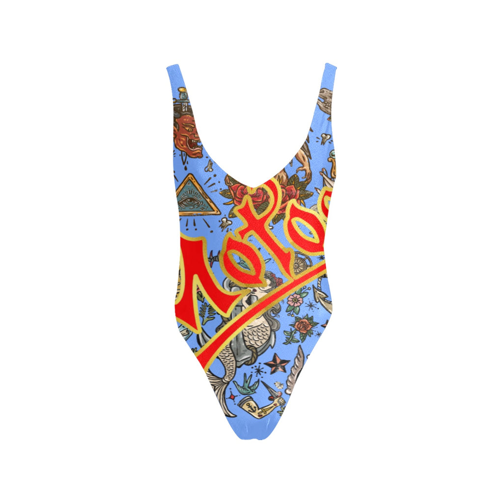 All-Over Print Women's Sexy Backless One-Piece Swimsuit