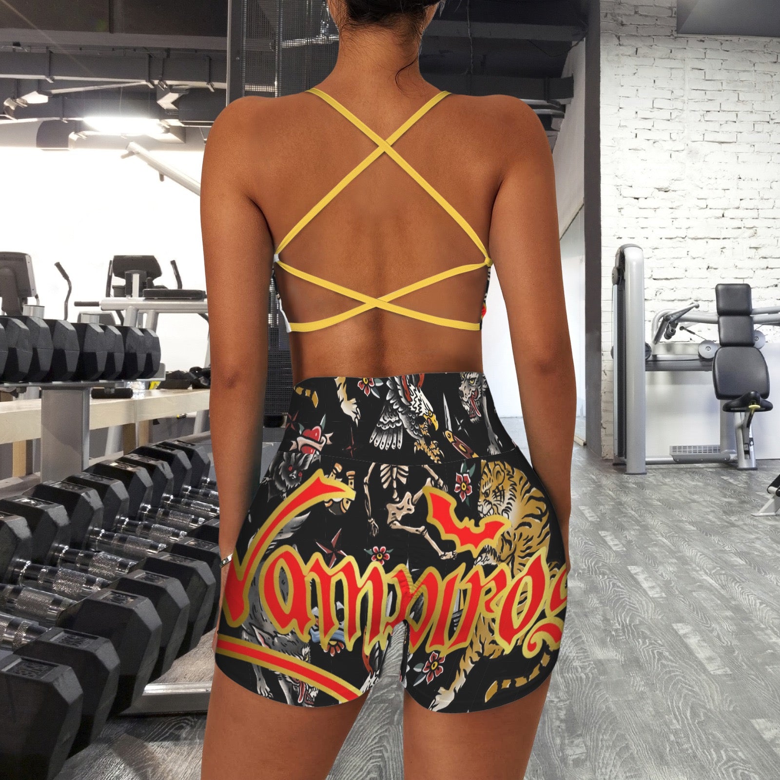 Strappy Back Sports Bra & High Waist Shorts Sports Set