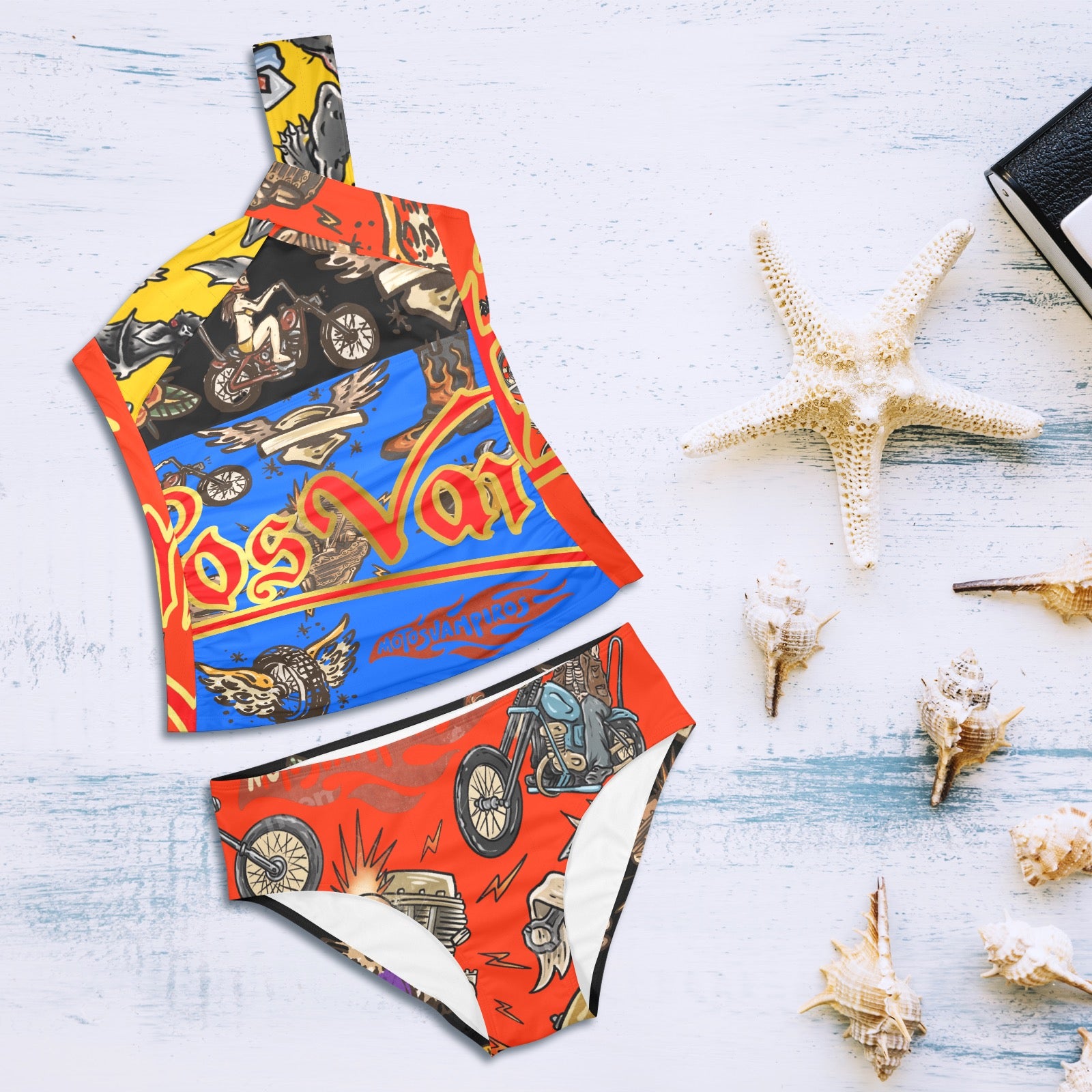 All-Over Print Women's One-Shoulder Bikini Set